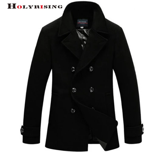 Мужское кашемировое пальто на зиму, мужская куртка manteau homme, мужское шерстяное пальто средней длины, пальто для отдыха - Цвет: Черный