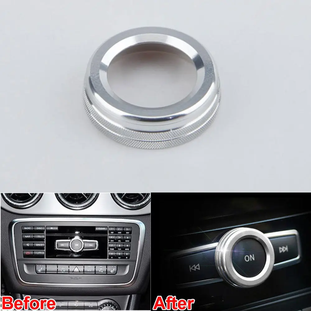 

BBQ@FUKA Red/Blue/Silver Interior Aluminum Volume Switch Button Ring Cover Trim Fit For Benz A/B/E Class GLK GLA CLA GLE ML GL
