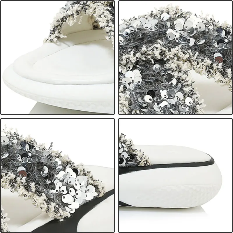 

Fanyuan Fashion Mixed Colors Peep Toe Slippers Summer Bling Outside Platform Slides Comfort Shallow Wedges Heels Women Shoes