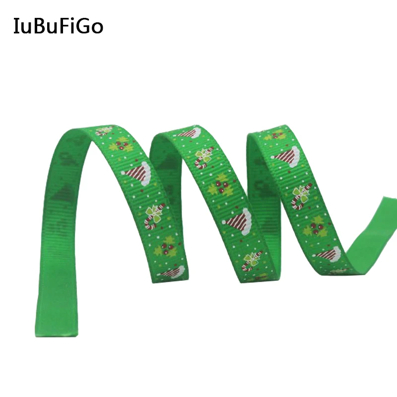 

[IuBuFiGo] 3/8 "(9 мм) Рождественская Красная Зеленая лента X'mas Grpsgrain лента для украшения 10y