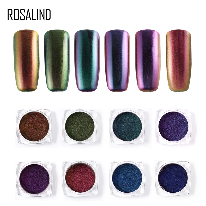 ROSALIND Nail Glitter 1PCS Peacock powder Polishing Decoration for Nails Need Base &amp Top Coat DIY Manicure 8 Colors UV Art | Красота и