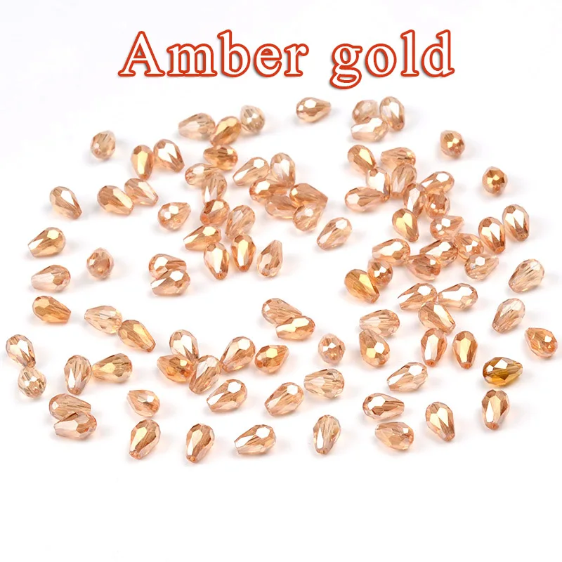 S25 AMBER GOLD Высококачественные 100 шт граненые Австрийские хрустальные бусины в форме капли 6*8 мм стеклянные бусины в форме капли для изготовления ювелирных изделий браслет - Цвет: S25 AMBER GOLD