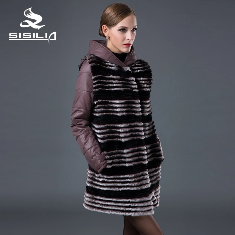 Sisilia 2016 Новинка 100% реальные кролика рекс Мех животных Пальто для будущих мам с