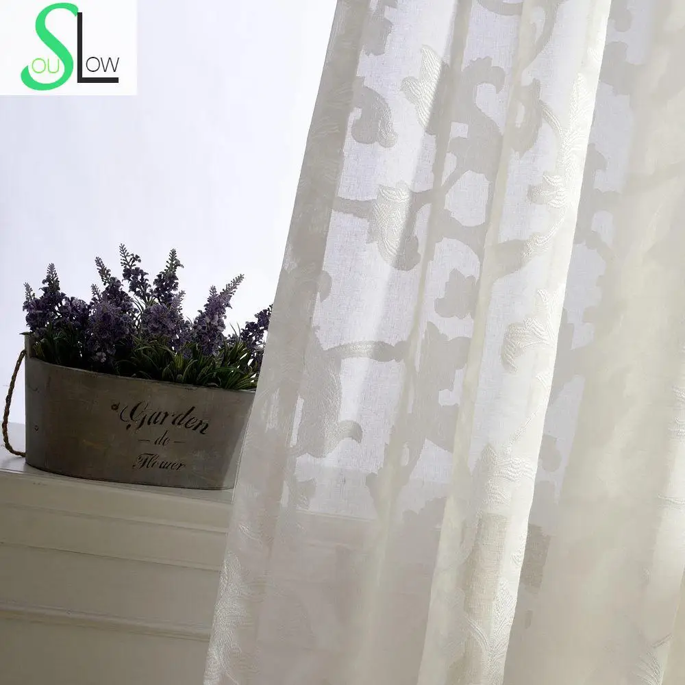 Brilliant High Quality Cotton Yarn Jacquard Good Feel Floral French Window Translucidus Curtains Cortinas For Living Room | Дом и сад