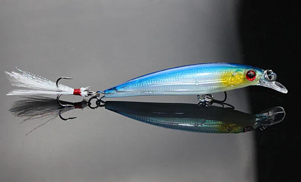 10PCS/lot 9CM/8G Lure Kit fish tackle artificial hard bait plastic lures swimbait wobbler feather Minnow Fishing lure | Спорт и