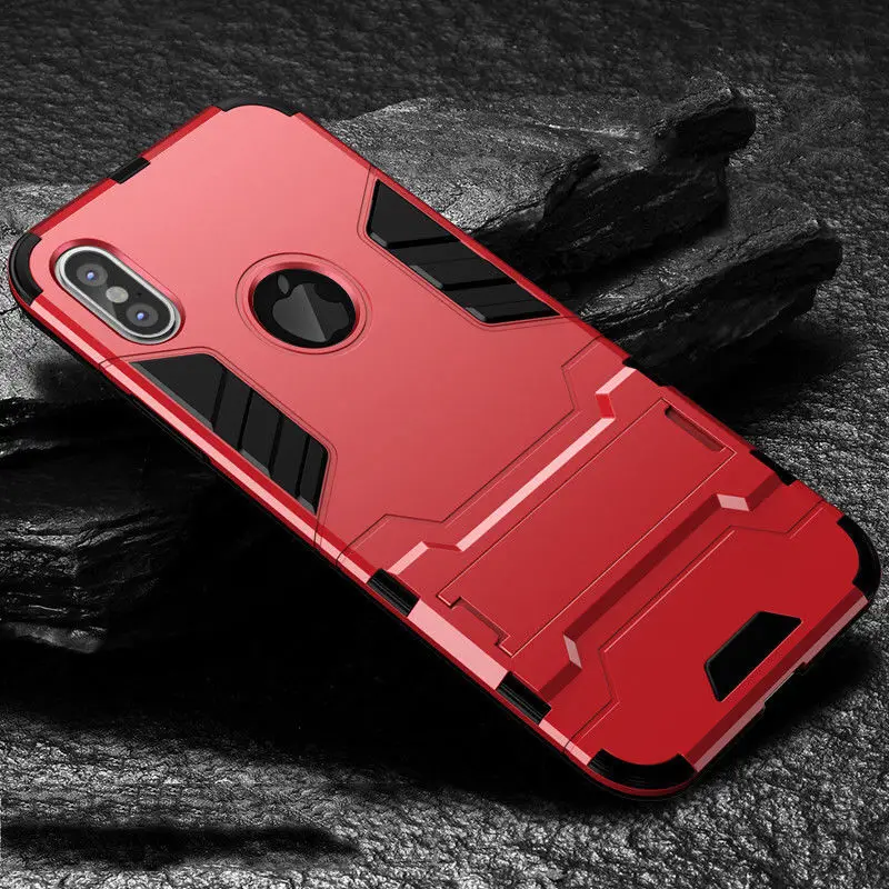 Роскошный бронированный чехол-подставка для телефона iphone 78, 6, 6S Plus, X, XS, max, Гибридный ТПУ+ Жесткий ПК противоударный чехол для iphone 5 5S se