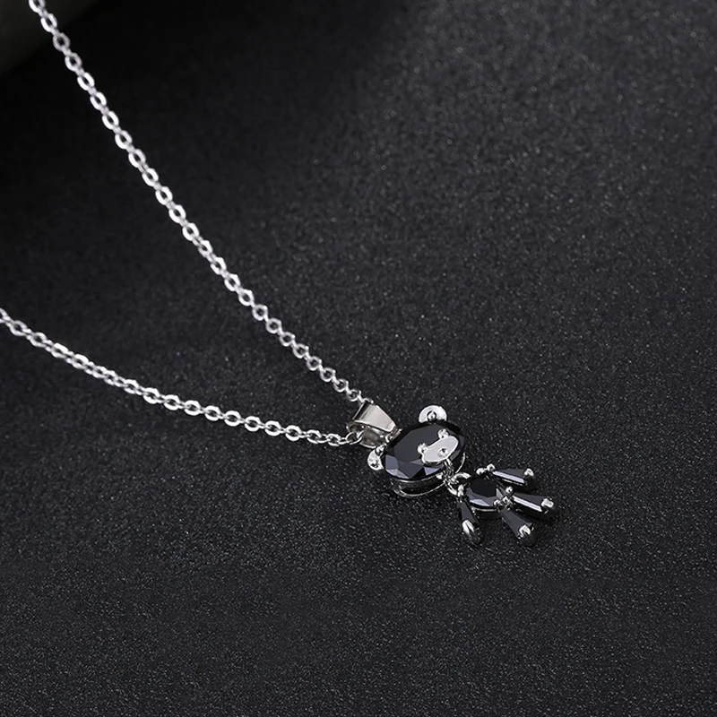 Женское колье с медвежатой цепочкой Manxiuni Серебряное украшение кристаллом из