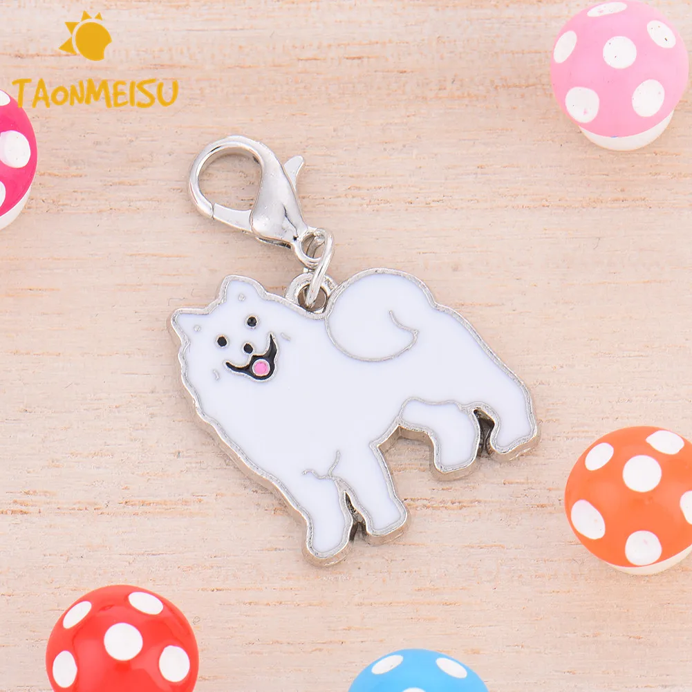 Симпатичные 2*2,5 см металлические прочные собачьи бирки самоед стиль украшения в виде домашних животных ключ украшения высокое качество