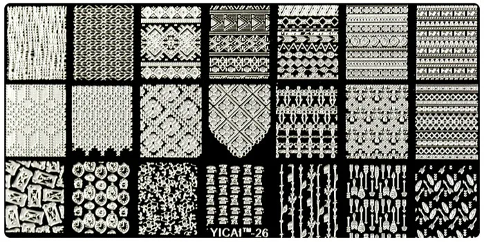 YICAI26 1 шт., штамп для ногтей, прямоугольная пластина, кружево/лошадь/лист/бабочка/Роза/ФИЗ/медаль, шаблон для дизайна ногтей, штамп, пластины, сделай сам, дизайн ногтей, шаблон# YIC - Цвет: YICAI26
