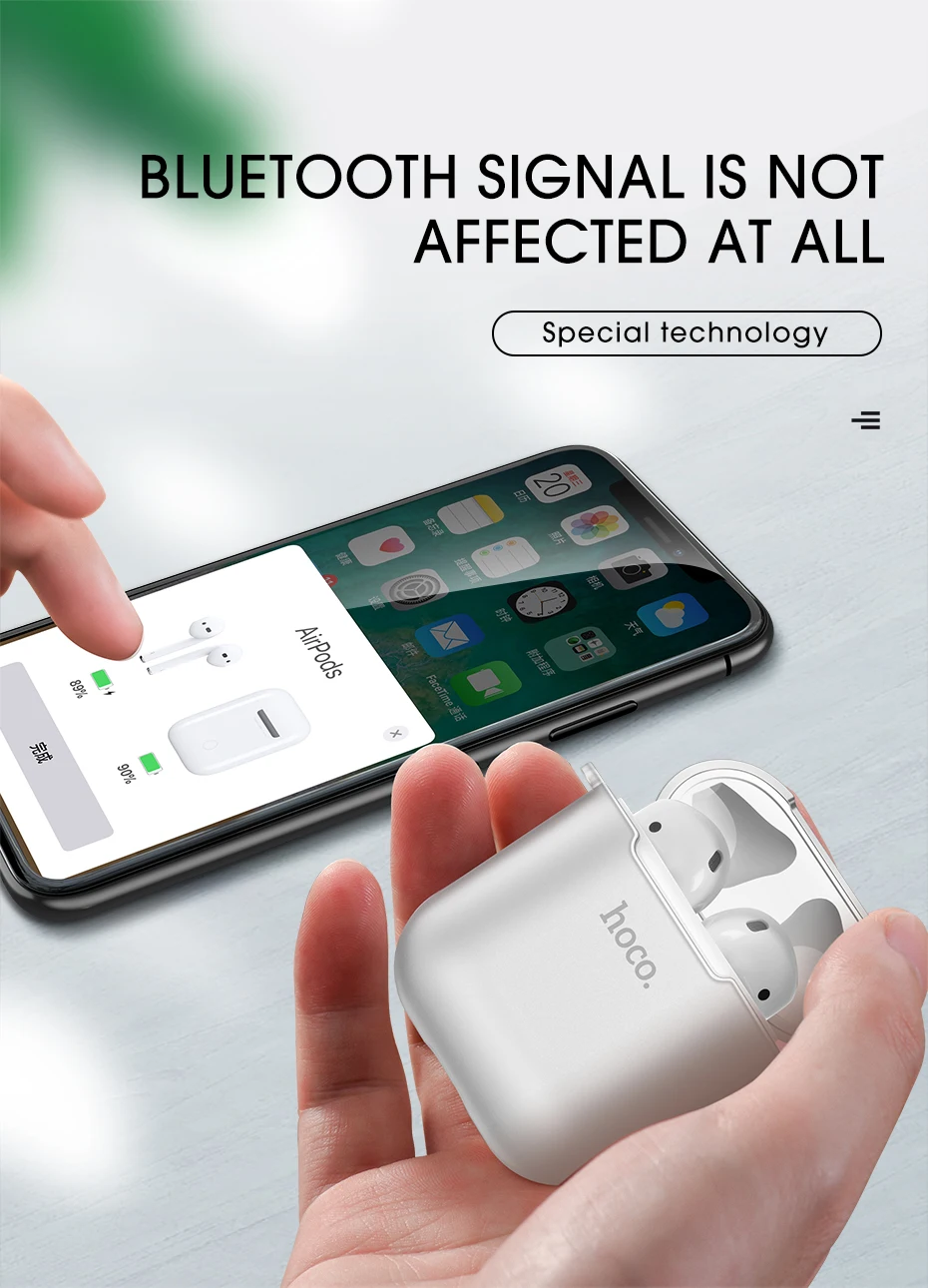 HOCO чехол из термополиуретана и силикона для Airpods Bluetooth беспроводной Чехол для наушников Защитный чехол для Airpods Apple зарядная коробка