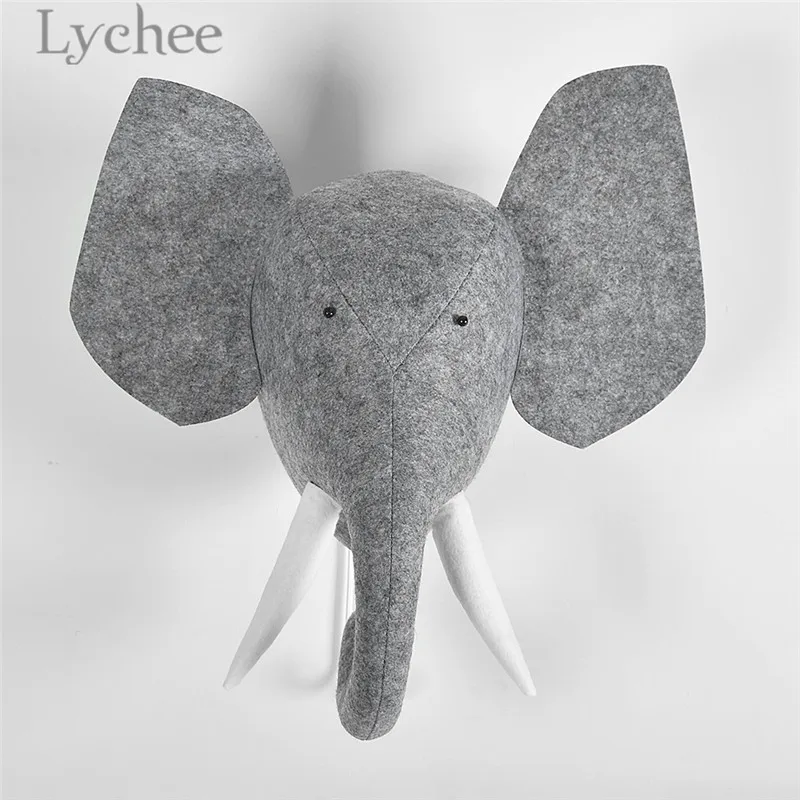 Личи жизнь Войлок набитый головой слона Настенный декор животный дизайн