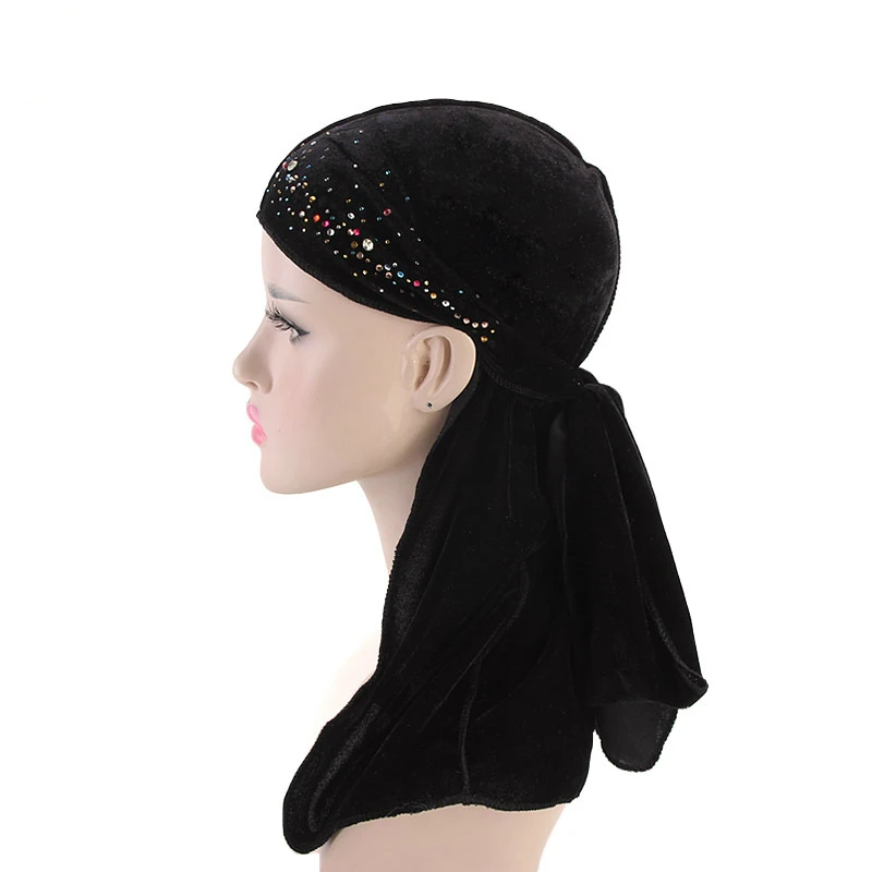 Унисекс дышащая бандана шляпа дрель бархат дюраг до тряпка длинный хвост