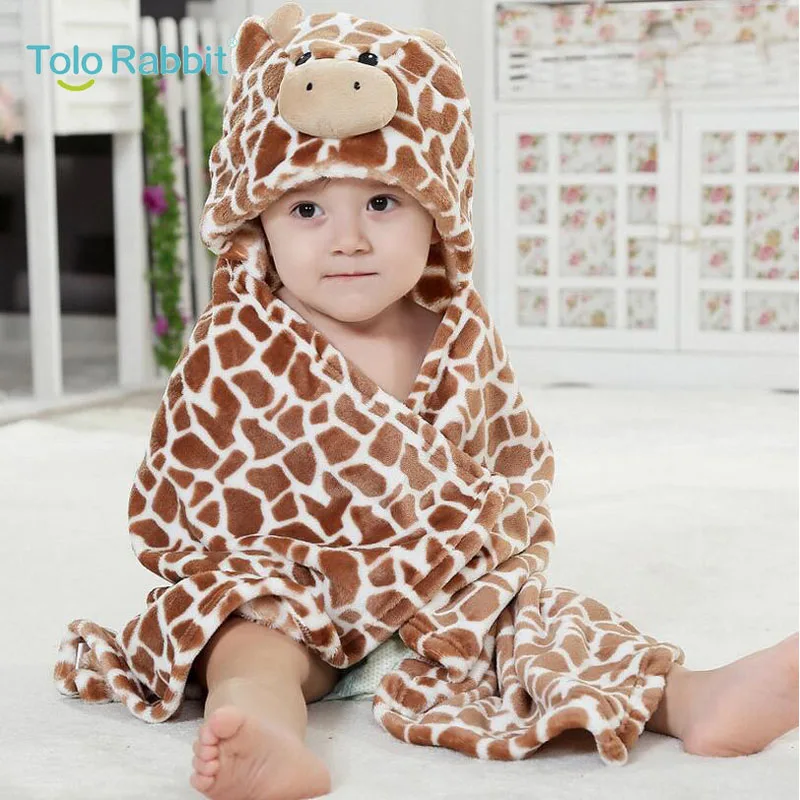 Beige Leopard Детское банное полотенце с мультяшным принтом в форме животных, детский банный халат с капюшоном, детское спа-полотенце, детский банный халат с персонажем, пляжное полотенце для младенцев - Цвет: Beige Leopard