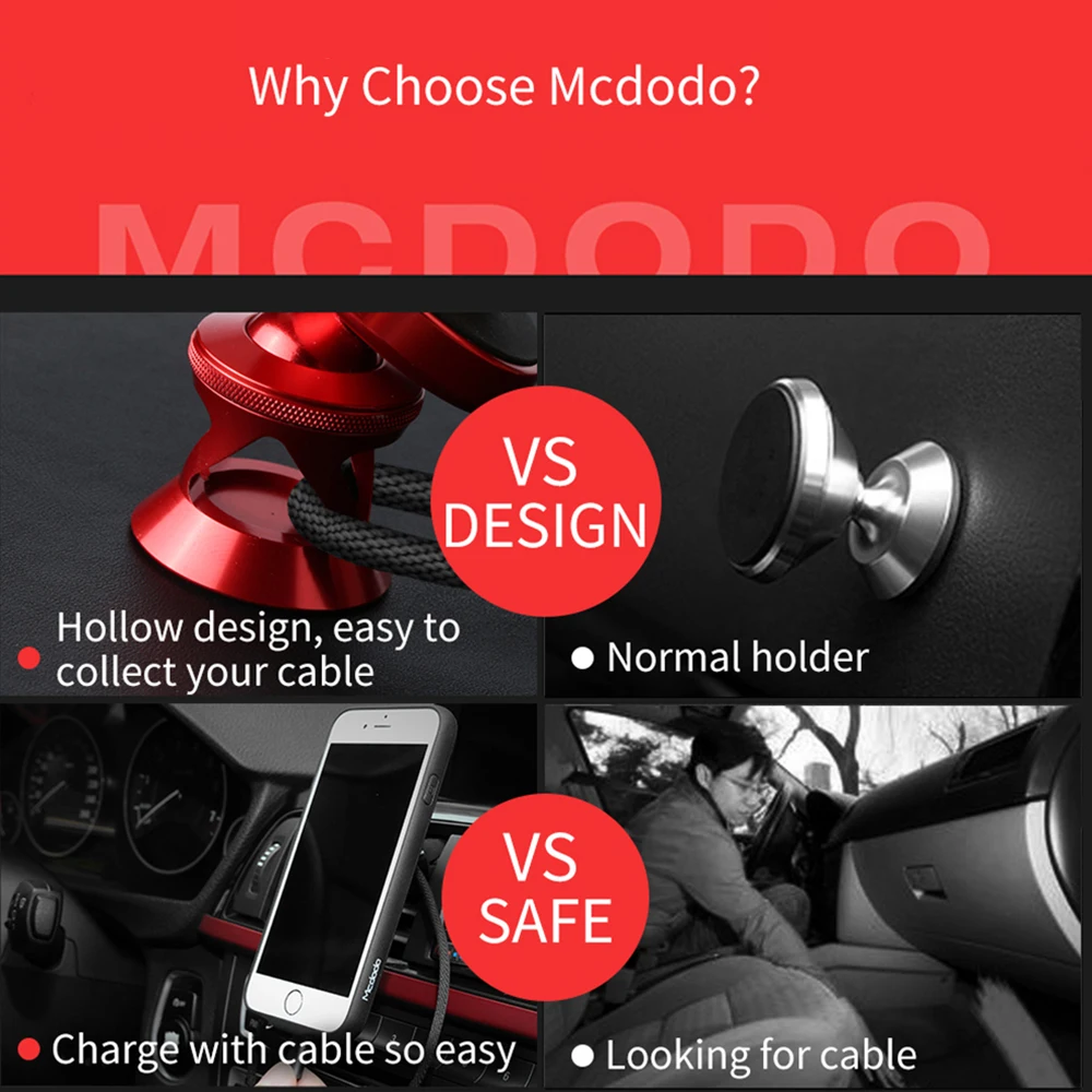 MCDODO автомобильный держатель телефона для iPhone 7 Samsung 360 градусов Магнитный держатель для мобильного телефона Air Vent Автомобильный сотовый телефон подставка держатель