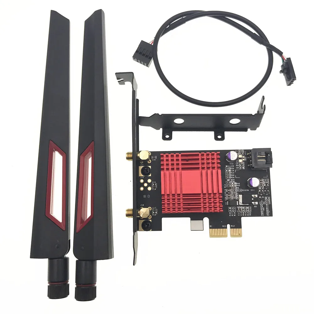 Настольный двухдиапазонный адаптер Intel AX200 2400 Мбит/с PCI E 1X ASUS 2T2R AC88U для антенны