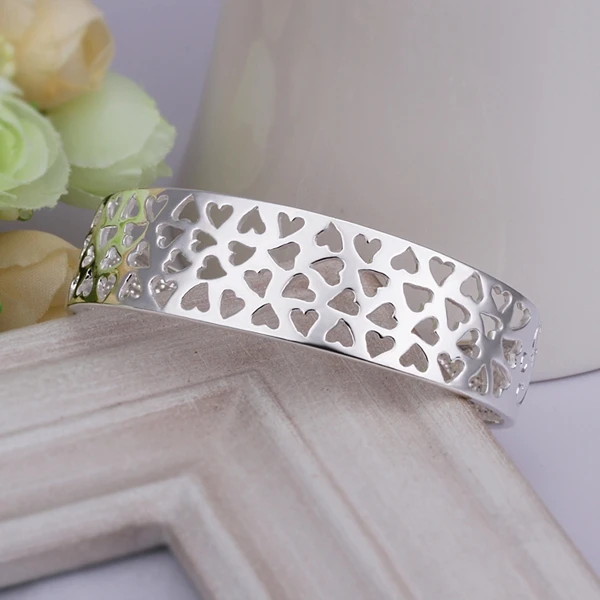 Wholesale Price !! Silver Fashion Jewelry Bracelet &amp Bangles Elegant Hearts Bangle for Women Girls | Украшения и аксессуары
