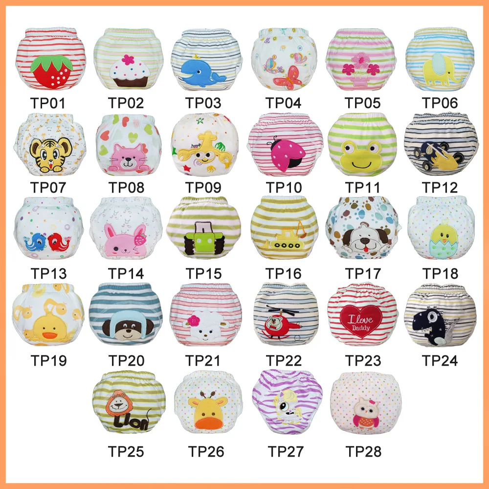 100Units  Wholesal Baby Training Pants Potty Trainers Embroidery Training Diapers 100% Cotton Comfortable For Baby Many Patterns