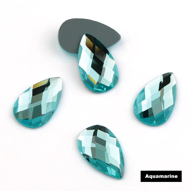 aquamarine QIAO Высокое качество 6*16 мм 10*14 мм 11*18 мм без горячей фиксации Flatback паста Стразы Кристалл Стекло Камни для украшения одежды - Цвет: aquamarine