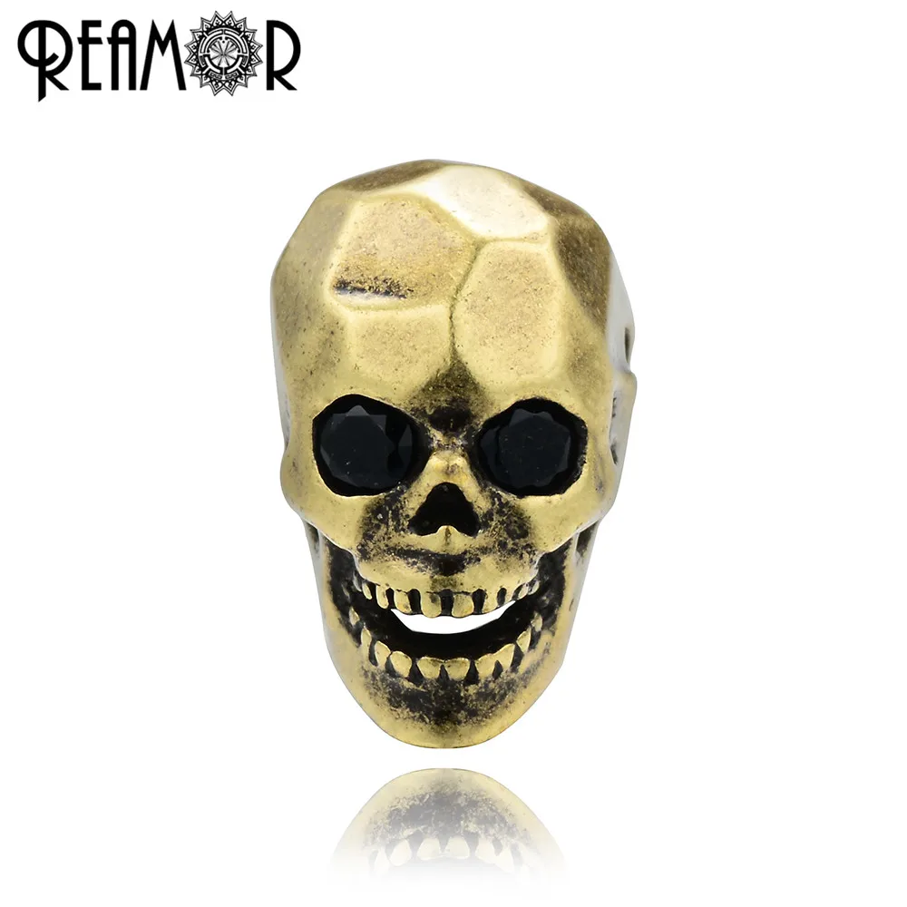 REAMOR DIY Metal Spacer Charm Bronze Red Copper Beads 2mm Silver Plated Irregular Skull Head For Bracelet Jewelry Making | Украшения и