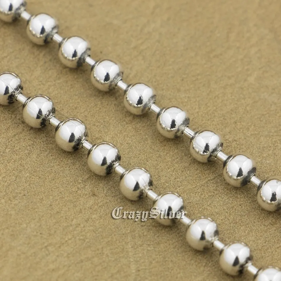 Цепочка из серебра 925 пробы с шариками байкерское ожерелье в стиле панк 8K016 |