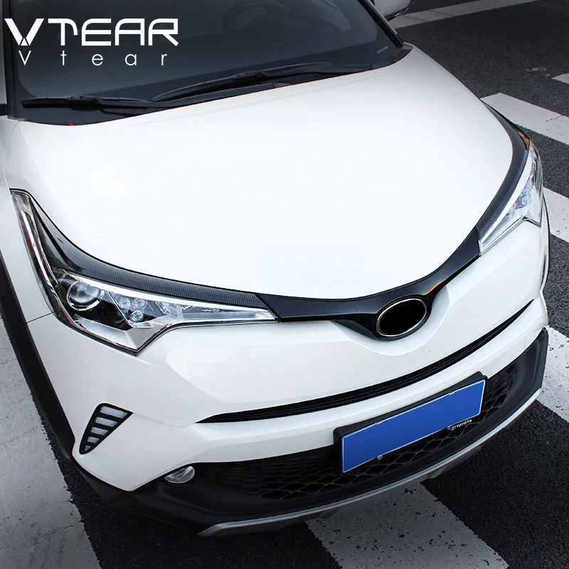 Vtear для Toyota C-HR CHR ABS автомобильный головной светильник s Рамка светильник крышка для бровей хромированная Накладка для стайлинга внешние аксессуары