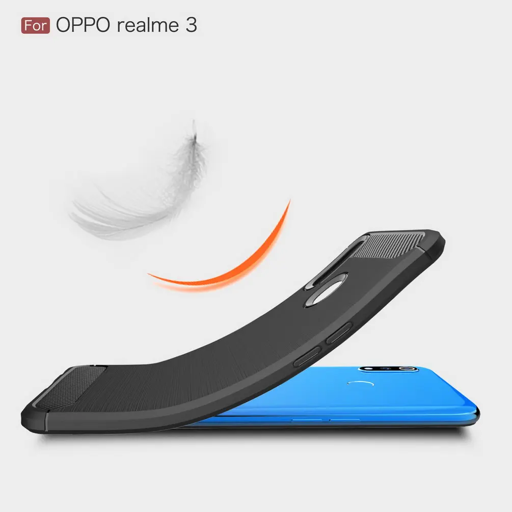 Роскошный чехол для телефона OPPO Realme 3 смартфон Мягкий силиконовый из углеродного