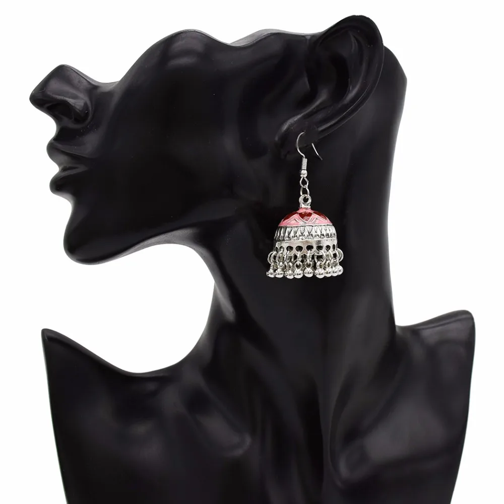 Индийские яркие серьги Тайланд фестиваль вечевечерние Jhumka хиппи хеллоуин бохо
