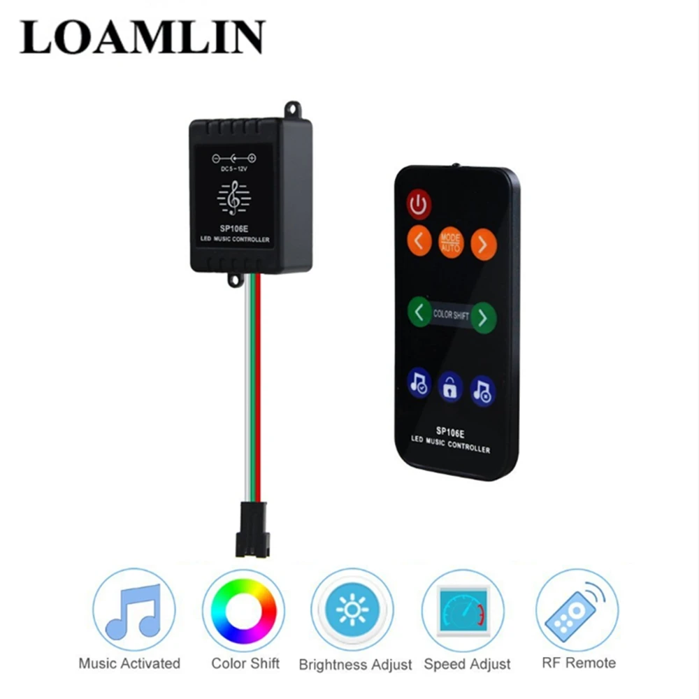 SP106E LED Music Controller DC5-12V 9Keys Remote Control For WS2811 WS2812B SK6812 6803 Strip | Освещение