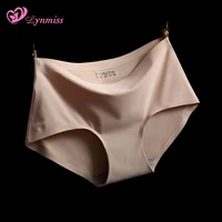 women seamless panties ice silk underwear one piece mid waist lingerie female non trace large size briefs thin underpants