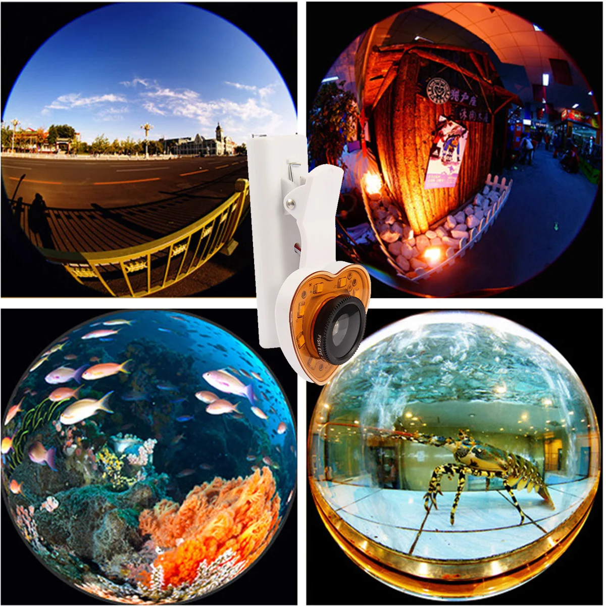 3-в-1 клип на объектив камеры широкоугольный рыбий глаз Макро ж/заполняющий свет