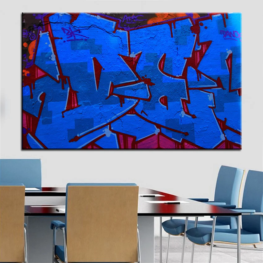 

Large size Printing Oil Painting blue graffitti Wall painting Home Decorative Wall Art Picture For Living Room painting No Frame