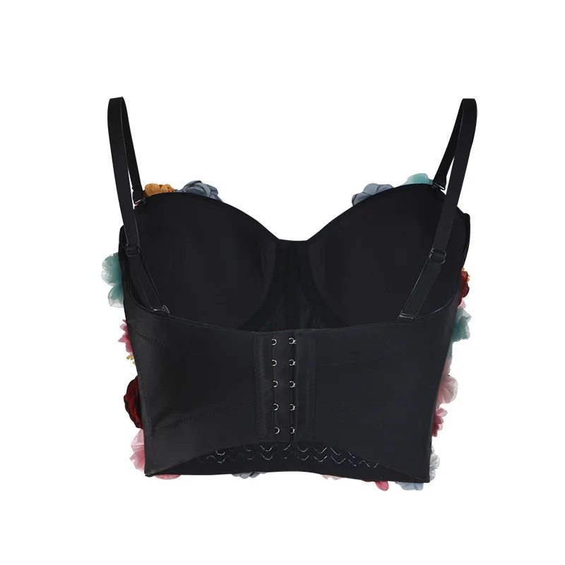 Женский топ с v-образным вырезом и цветочной аппликацией A470 лето 2019 | Женская