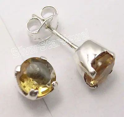 Citrine Серьги-гвоздики Chanti International! Серебряный с лунным камнем, перидот и другие камни вариации выбор - Окраска металла: Citrine