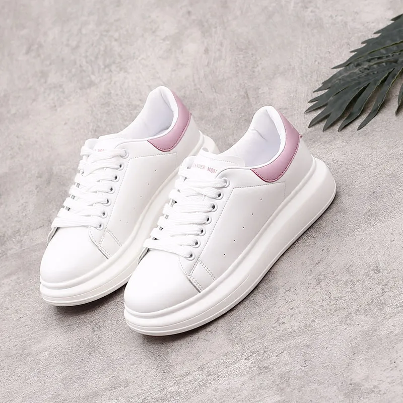 Новинка весны 2019 дизайнерские белые туфли на танкетке женские кроссовки