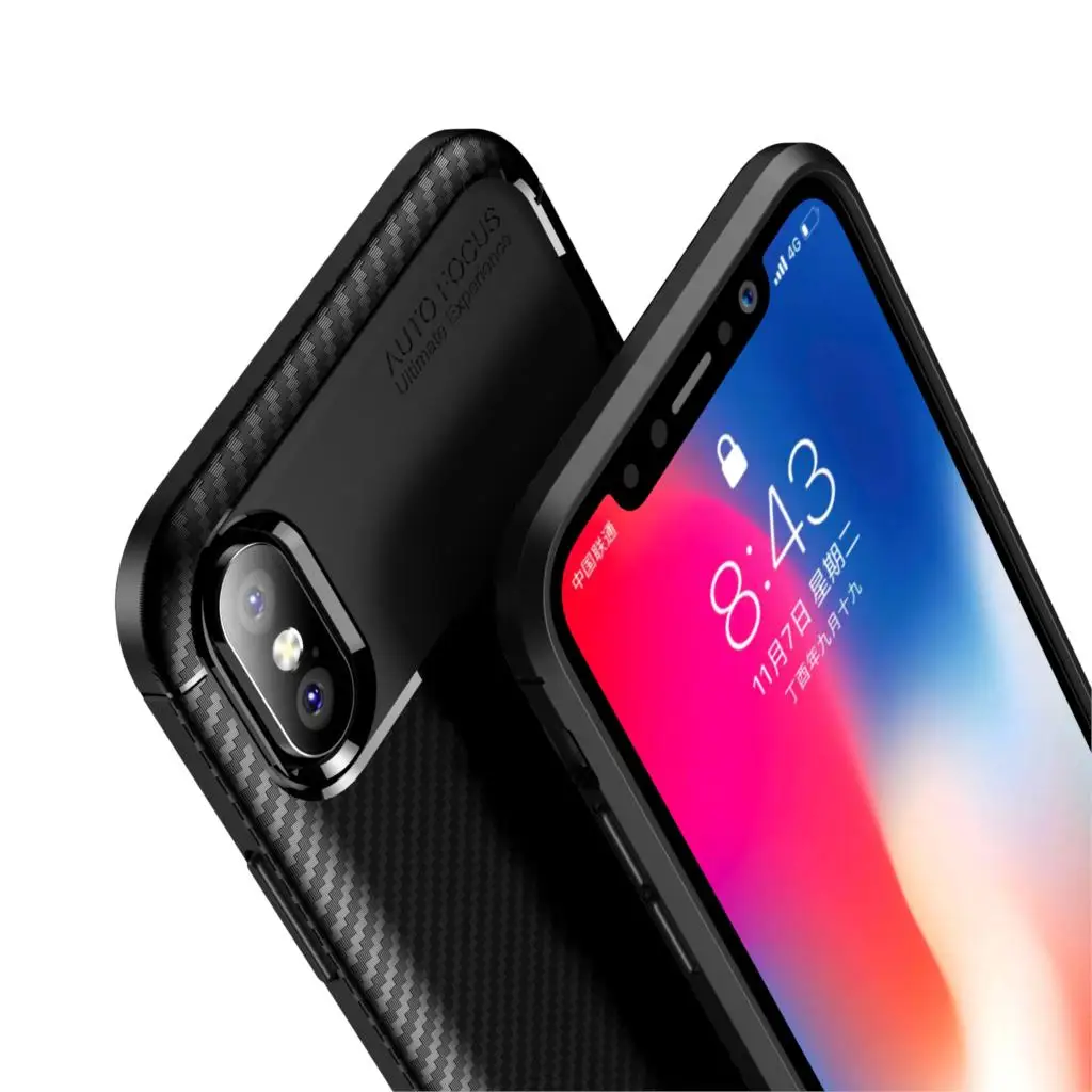 Чехол из углеродного волокна для iPhone X XR XS Max 8 7 6 6S Plus силиконовый чехол роскошный