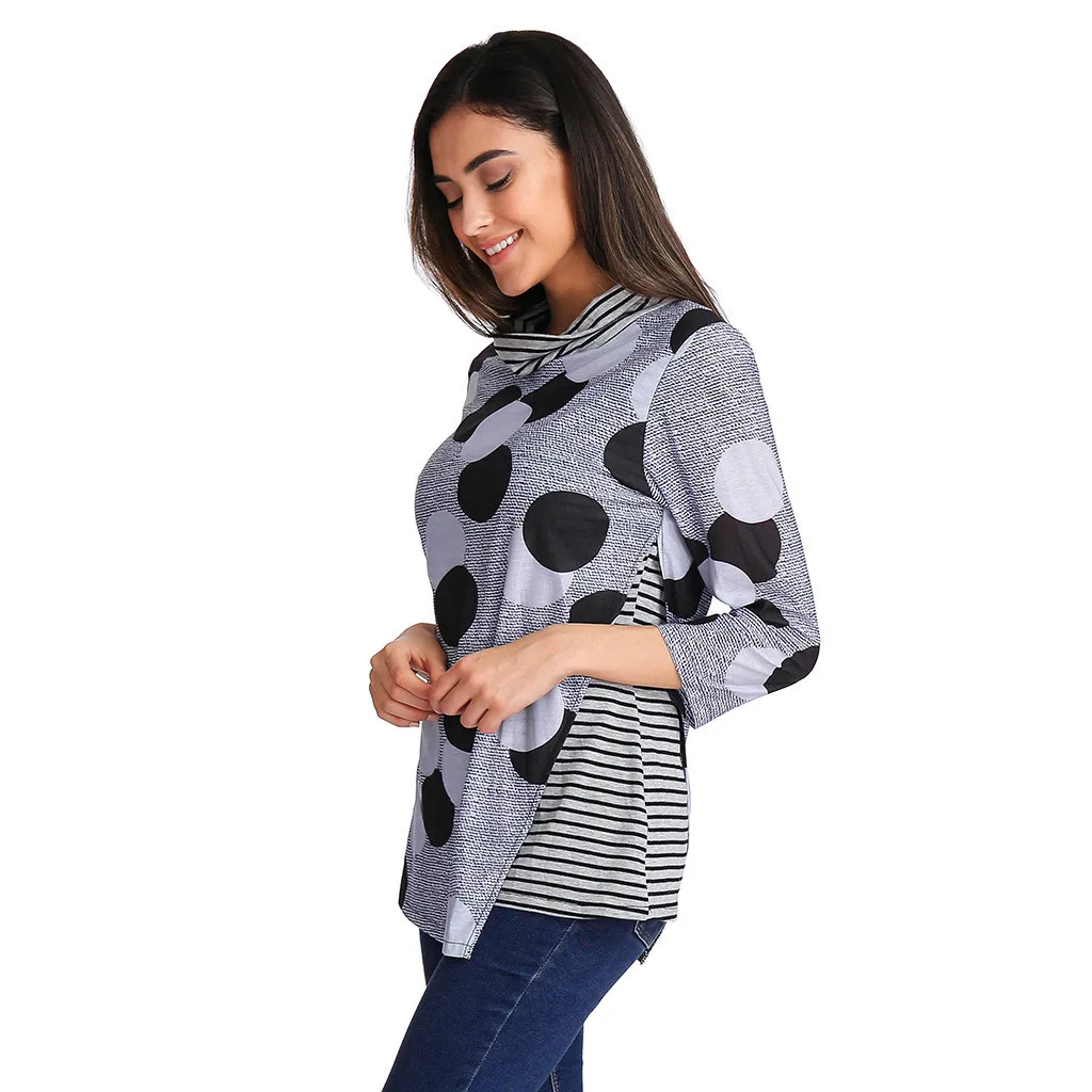 Женские топы с рукавом 3/4 полосатая блузка в горошек blusas mujer de moda 2018 и блузки| |