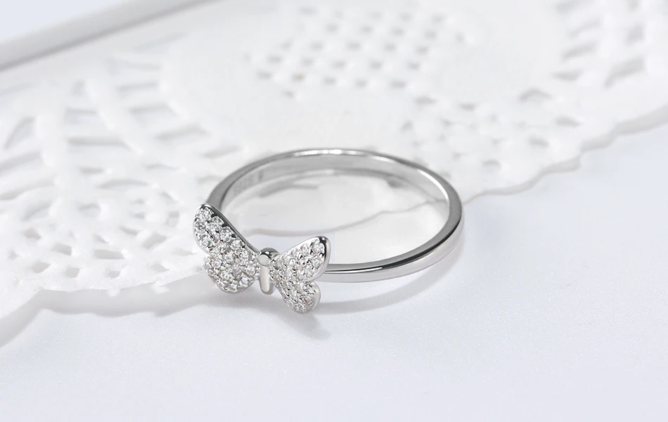 Effie queen 925 пробы Серебряное женское кольцо с бабочкой с AAA блестящим цирконием женские кольца s925 хорошее ювелирное изделие TSR59