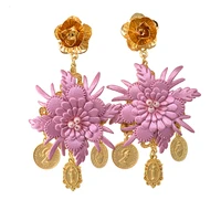 exaggerated leather flower baroque earring jewelry european fashion women baroque earring jewelry