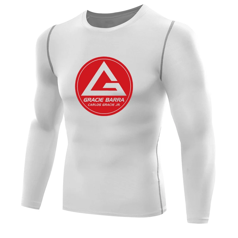 Gracie Barra Carlos JR бразильский джиу джитсу Футболка мужская компрессионная футболка длинные gi bjj рашгарды jiu-jitsu футболки топы