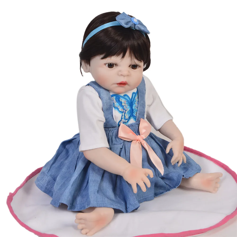 Bebe Boneca Reborn Menina 19 дюймов 48 см полностью силиконовый виниловый корпус детские куклы