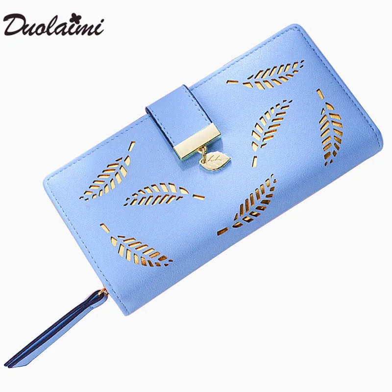 2018 бренд листья полый конверт Женский кошелек из мягкой искусственной кожи