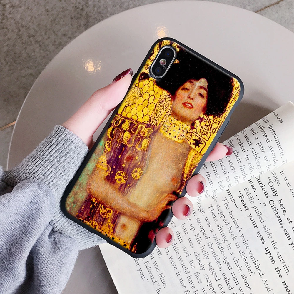 Мягкий силиконовый чехол Gustav Klimt с рисунком поцелуя чехол для iPhone 5 5S SE 6 6S Plus XR XS Max 7 8 Plus X 10 - Цвет: 7 soft case