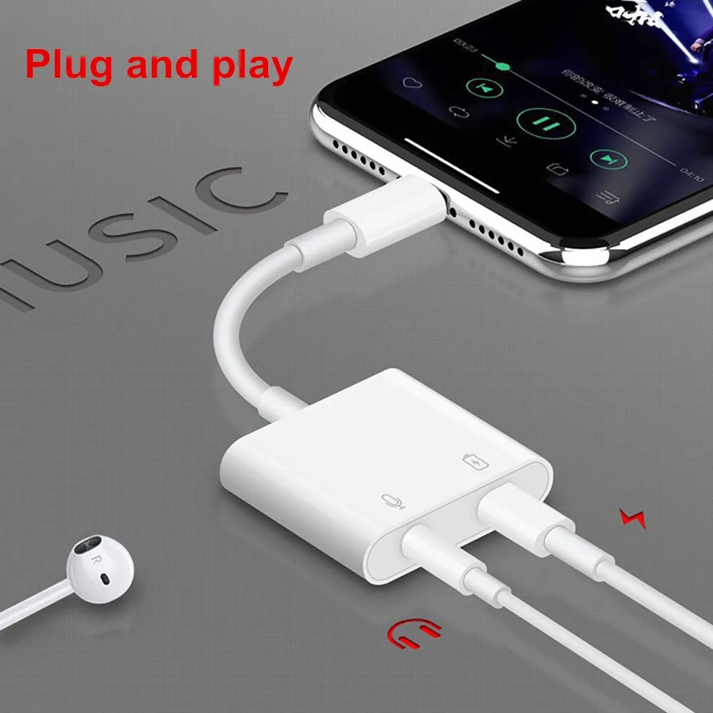Переходник с Lightning на 3 5 мм для наушников Aux аудио адаптер сплиттер iPhone 7 8 Plus X XS Mas XR