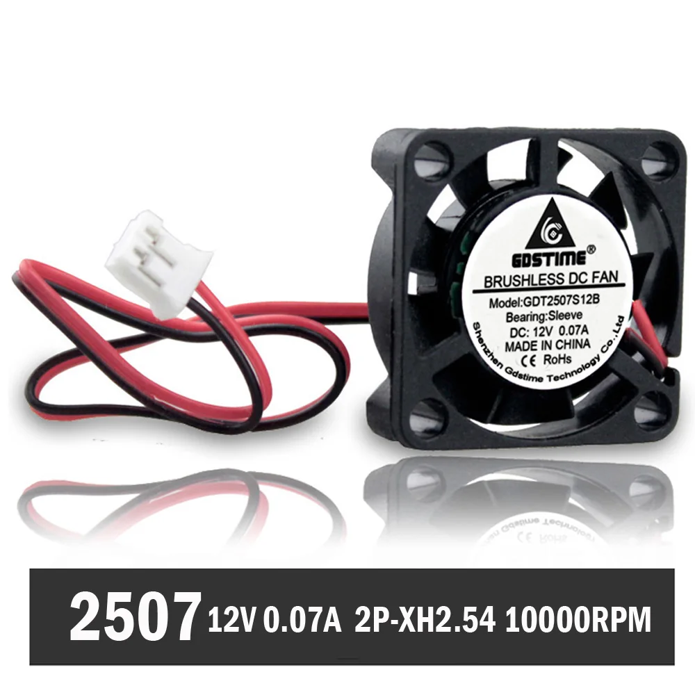 20PCS/Lot Gdstime 2507S 2Pin DC 12V 25mm 2.5CM 25x25x7mm Mini Cooling Fan Cooler|fan cooler|mini cooling fancooling fan |