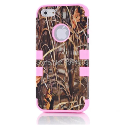 Retro Grass Camo Design 3 in 1 Combo Robot PC Rubber Hybird cover CASE for iPhone 5 5s +Free shipping |