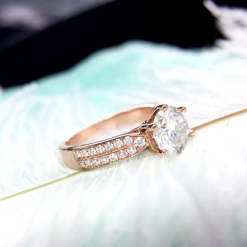 Solid 10K Rose White gold Round Moissanite DF color Lab Diamond Engagement Ring Accent Stone for Women | Украшения и аксессуары