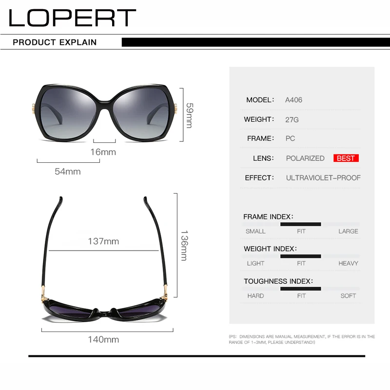 LOPERT брендовые дизайнерские поляризованные солнцезащитные очки кошачий глаз