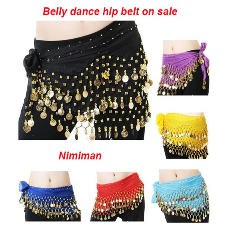 

2018 High Quality New Cheap Belly Dancing Costume Hip Belt 128 Coins Belly Dance Waist Scarf for Women 13 Colors Available