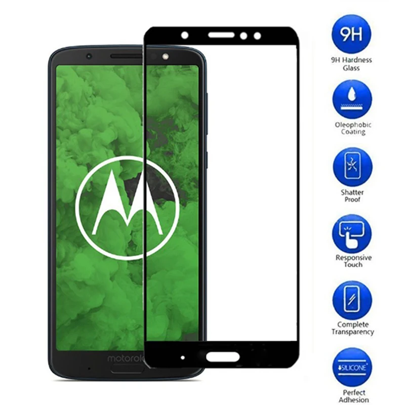 2 шт. полное покрытие закаленное стекло для moto g6 plus Защита экрана Motorola Moto G5 E4 G6 Plus
