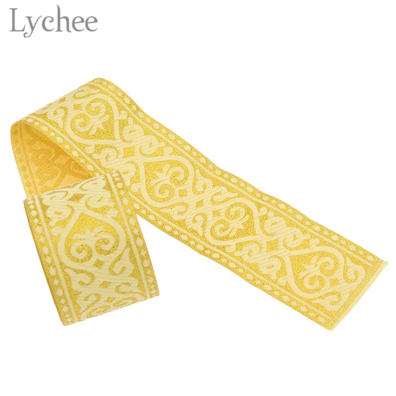 Lychee 9 ярдов светильник Золотая плетеная жаккардовая из полиэстера лента для